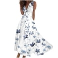 thumbnail image 2 of Fankiway Robe Longue Sans Manches à Col en V Imprimée Mode Printemps/été pour Femmes Robes de Plage Grande Taille pour Femmes, 2 of 5