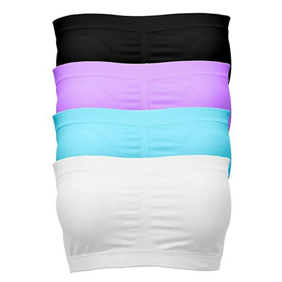 Ashirexll Nursing Bras 4PC Womens Bandeau Bra Seamless Crop Tube Top Strapless Brarette Basic Layering Womens Bras Purple L