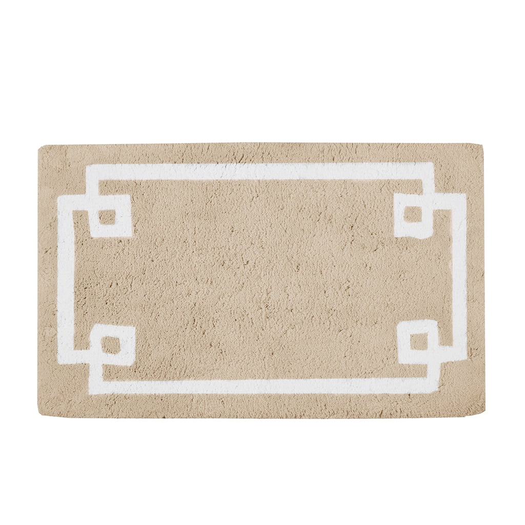 MAYEERTY 100% Medium Pile Cotton Tufted Bath Rug, Taupe, 24"W x 40"L