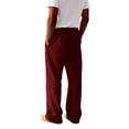 thumbnail image 5 of Mens Baggy Pants Drawstring Stretch Loose Fit Wide Leg Streetwear Pants with Pockets Red M, 5 of 7