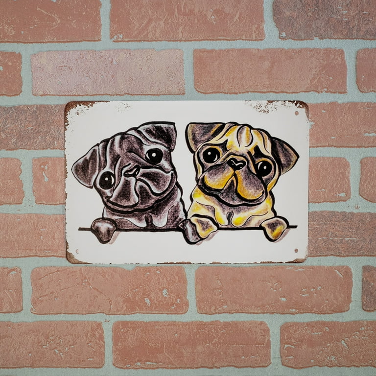 Retro 8x12 Metal Cute Pug Dog Puppies Sign Animal Pet Lover Gift Home Wall Decor Retro 8x12 Metal Cute Pug Dog Puppies Sign Animal Pet Lover Gift Home Wall Decor