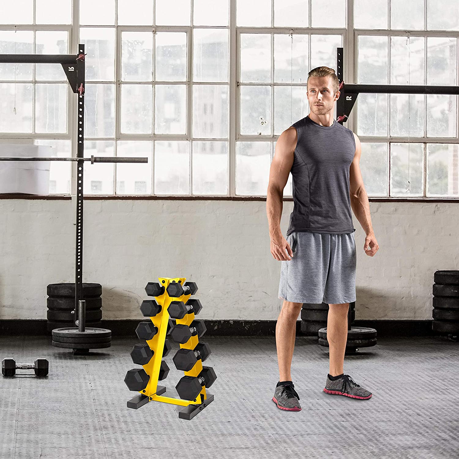 WF Athletic Supply Dumbbell Rack, 5-Tier A-Frame Dumbbell Rack for Dumbbell Storage, Color Options Available in Black / White / Green / Yellow / Red / Orange & Blue