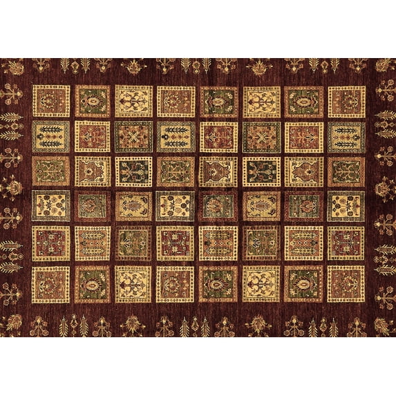 Ahgly Company Indoor Rectangle Abstract Brown Modern Area Rugs, 2' x 3'