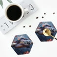thumbnail image 4 of Lsque Underwater Lazy Turtle Pattern 4" Drink Coasters Set of 4, PVC Leather Absorbent Coasters, Table Coaster Set Decorative Coffee Cup Coasters Housewarming Gift -Hexagon, 4 of 6