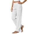 thumbnail image 5 of Linen Pants for Women High Waist Straight Dress Wide Leg Pants Business Casual Summer Beach Trousers with Pockets, 5 of 6