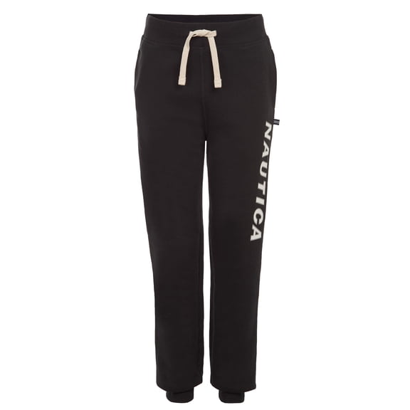 Nautica Boys' Pull-on Fleece Jogger Sweatpant, Drawstring Closure, Black CC25, 2T