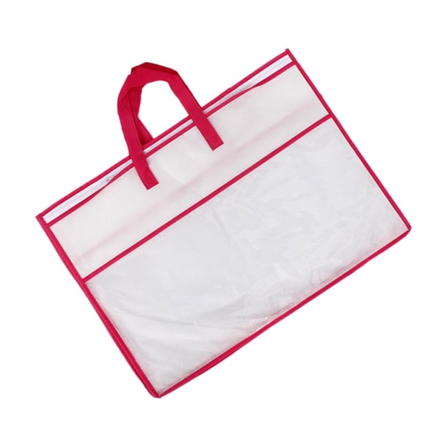 Bolsa organizadora para guardar edredones y armario con cremallera, 55 x 39 cm, bolsa grande para mudanzas borde rojo