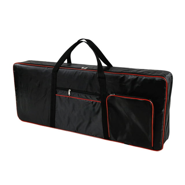 QualitChoice Piano Padded Case Electronic Organ Bag Musical Instrument Protective Anti-Shock Waterproof Oxford Cloth Backpack 420D red edge black 1 Pc
