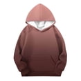 thumbnail image 2 of Children's Oversized Hoodies Gradient Printed Long Sleeve Tween Casual Active Hooded with Pockets Pullover Tops Oversized Fuzzy Hoodies Brown 11Y, 2 of 5