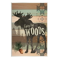 Stupell Enjoy The Wood Patterned Moose Animals & Insects Painting Wall Plaque Unframed Art Print Wall Art