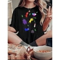 thumbnail image 1 of Camiseta básica para mujer verano1pc Women'S Casual Round Neck Short Sleeve T-Shirt with Colorful Cartoon Leaf Figures Print, Fashion Trendy Knit Polyester Tee, Comfortable All-Season TopFather's Da, 1 of 6