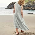 thumbnail image 5 of Susanny Womens Party Dresses formal Cotton Linen Floral Maxi Maternity Dress Flowy Tank Long Dress for Women for Wedding Boho Sleeveless Sun Dresses Women Summer Casual with Pockets Light Gray 3XL, 5 of 7