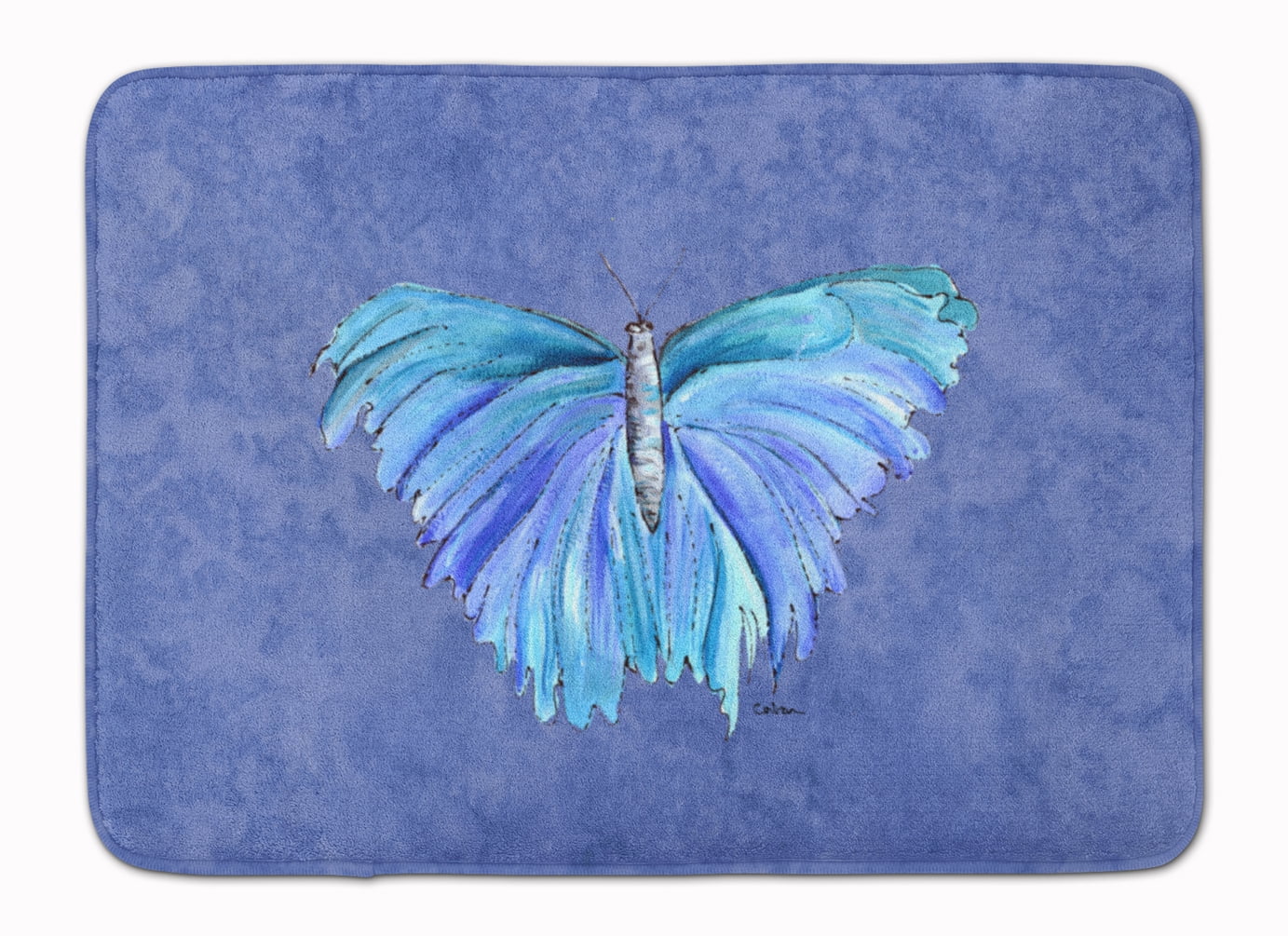 Butterfly on Slate Blue Machine Washable Memory Foam Mat