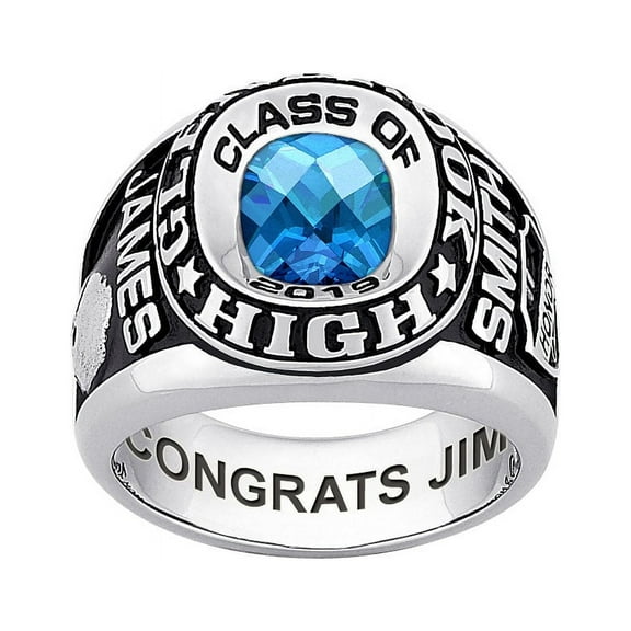 Order Now for 2025 Graduation, Freestyle Men's Celebrium Double Row Classic Checkerboard Birthstone Class Ring, Personalized, High School or College