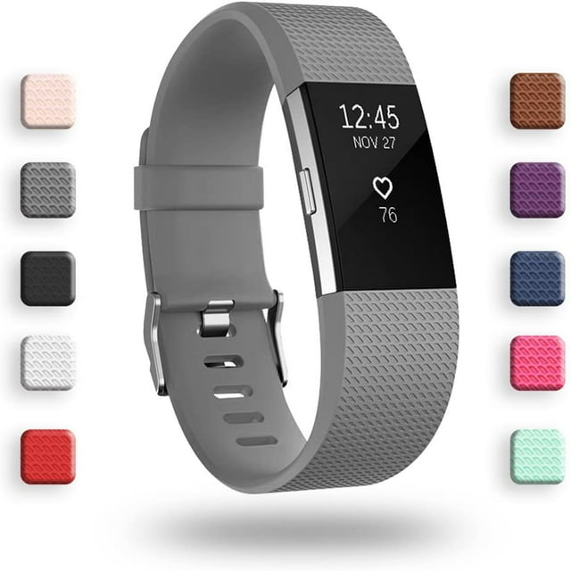 Replacement Bands Compatible for Fitbit Charge 2, Classic & Special Edition Adjustable Sport Wristbands(Gray,L)