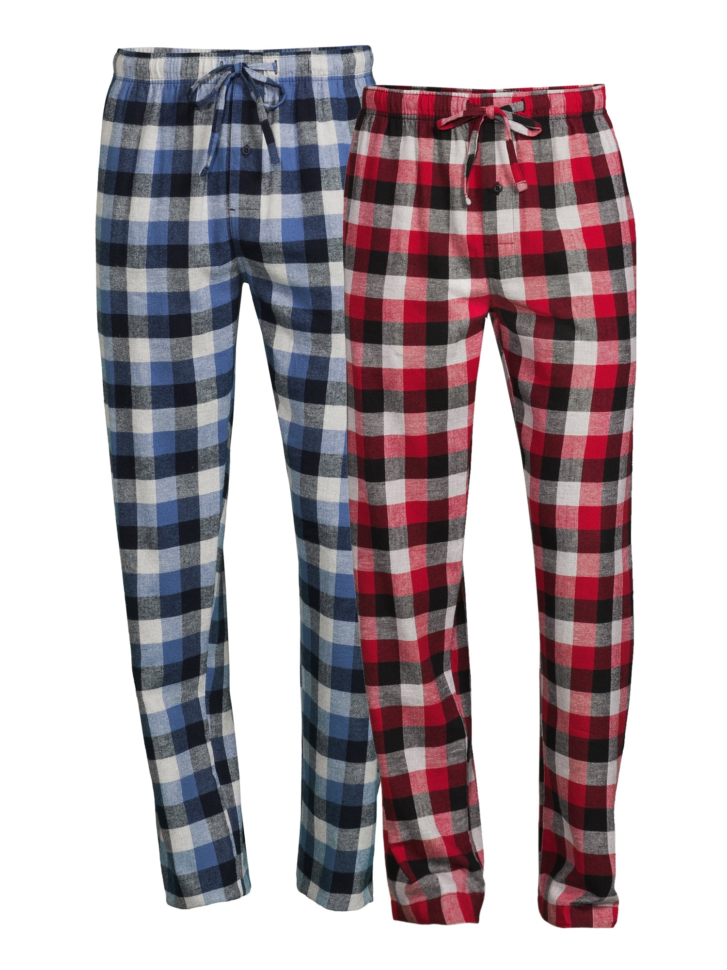Hanes Mens 100% Cotton Flannel Plaid Pajama Top and Pant Set 