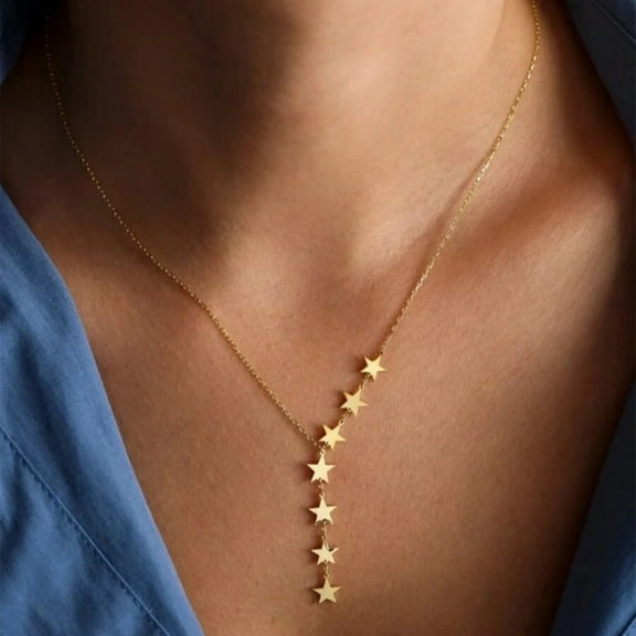 Dongdaemun Inspired Star Necklace Long Tassel Pendant Womens Jewelry