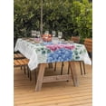 thumbnail image 3 of Outdoor Tablecloth with Umbrella Hole for Patio/Picnic/Party/Camping, Blue Pink Hydrangea Waterproof Table Cloth Rectangle Table Cover Washable, Eucalyptus Leaves Grey Plaid (60"x 84"), 3 of 8
