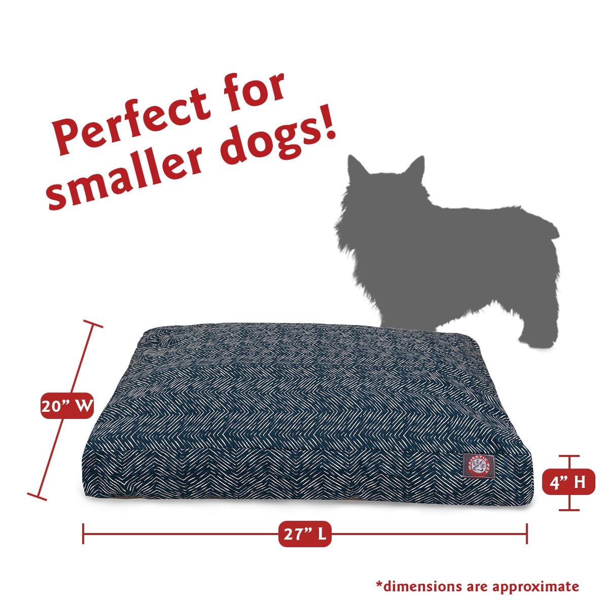 Majestic Pet | South West Rectangle Pet Bed for Dogs, Removable Cover, Navy, Small
