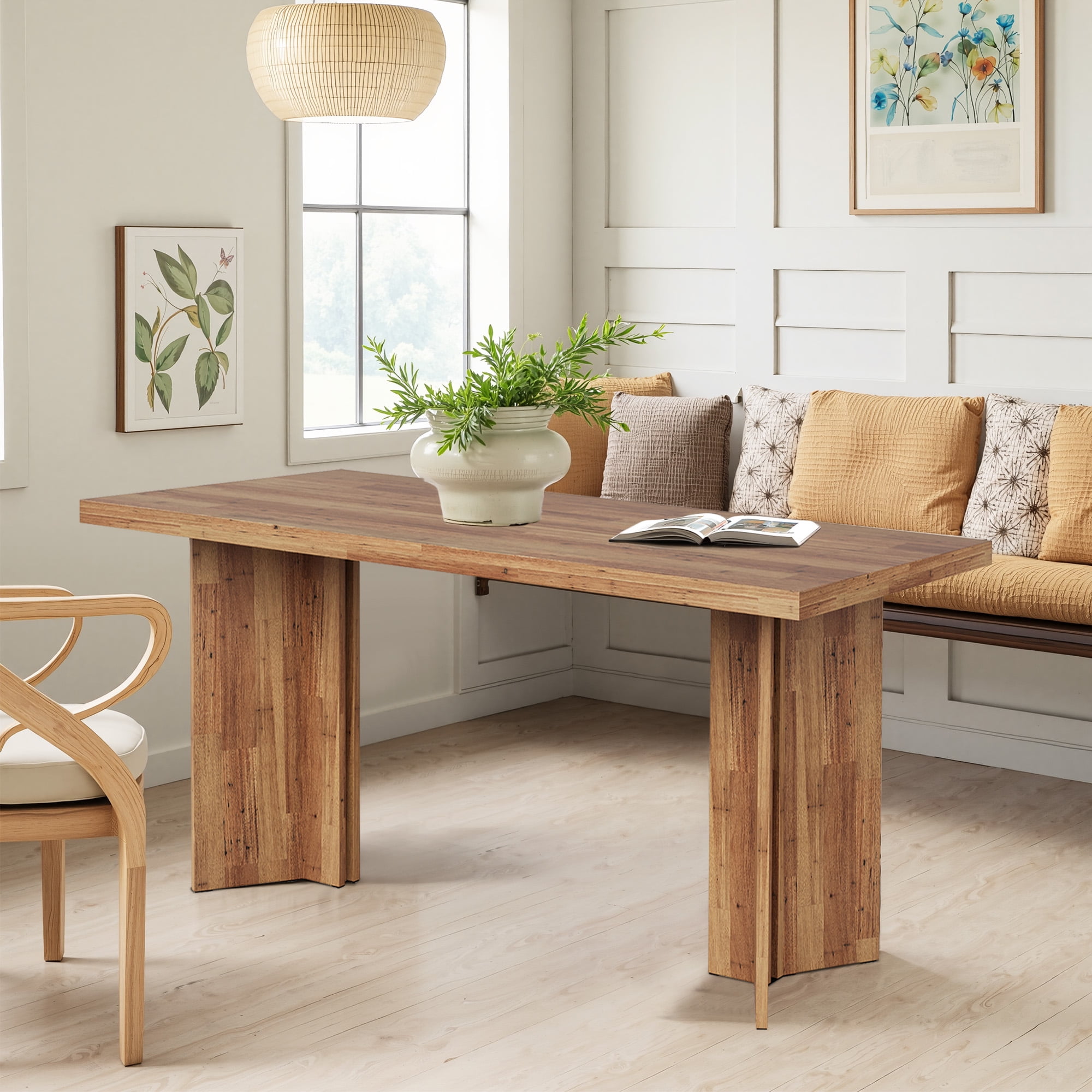 MAYEERTY 63" Multifunctional Dining Table & Executive Desk, 1.57" Thick E1 Board