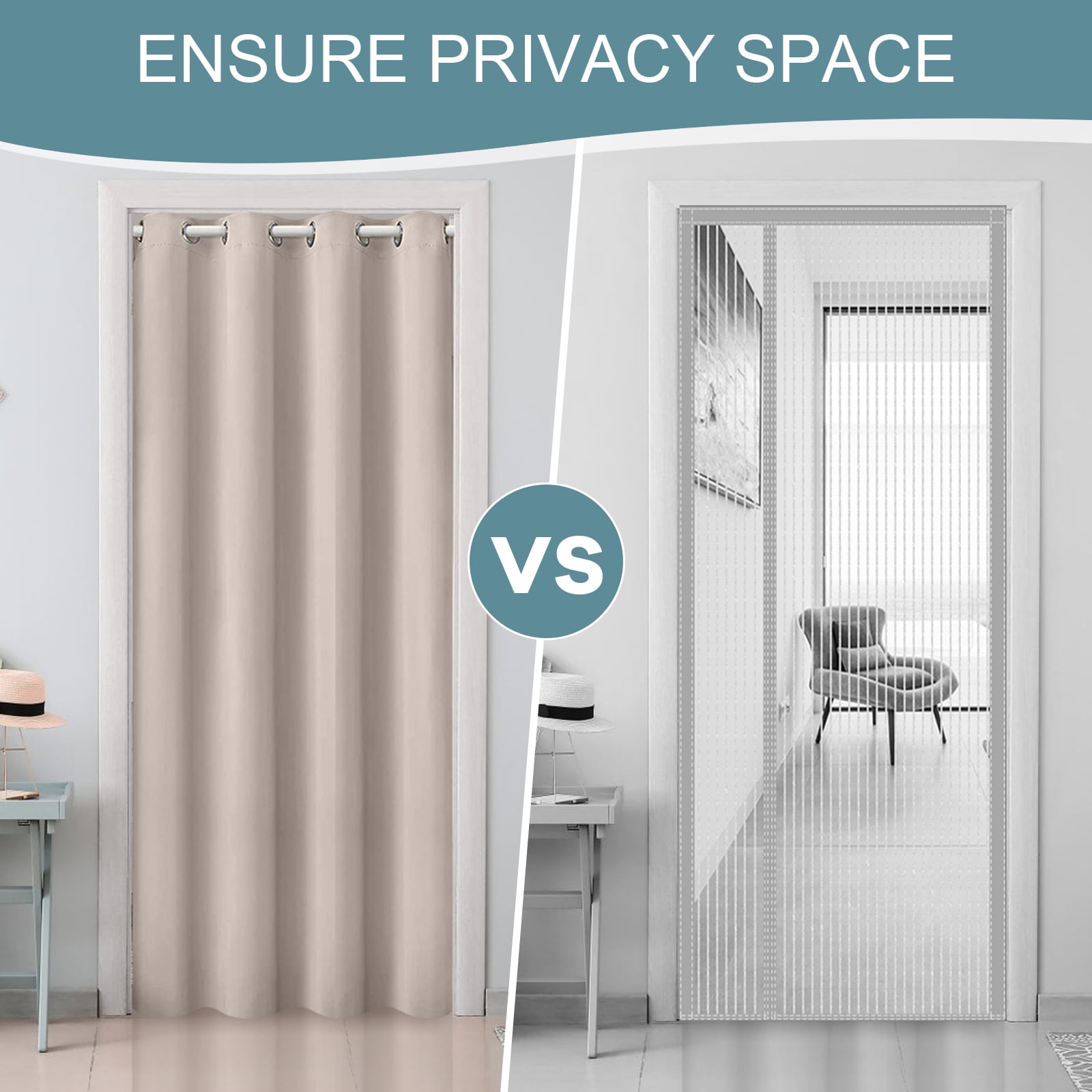 DONGPAI Blackout Curtains for Doorways and Closets, Privacy Door Curtain Room Divider Thermal Insulated Door Curtain, 1 Panel, 52" x 96", Beige