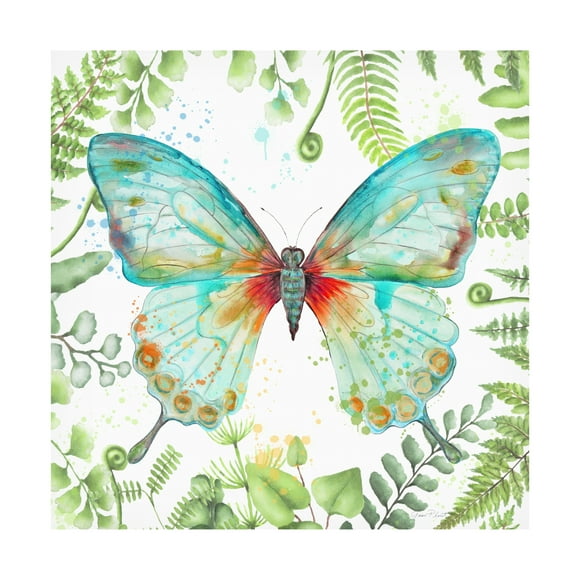 Canvas Wall Art - Jean Plout 'Botanical Butterfly Beauty 2' Wall Art for Living Room, Bedroom, or Office Décor by Trademark Fine Art - 14 x 14 Inches