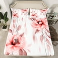 thumbnail image 2 of jejeloiu Rustic Flower Queen Sheet Sets,Watercolor Ink Painting Flat Sheet,White Red Queen Fitted Sheet For Girls Kids,Microfiber Bedroom Decor,4-Piece, 2 of 7