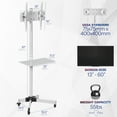 thumbnail image 5 of VIVO White Mobile TV Cart for 13" to 60" LCD LED Flat Panel | Stand with Wheels, 5 of 9