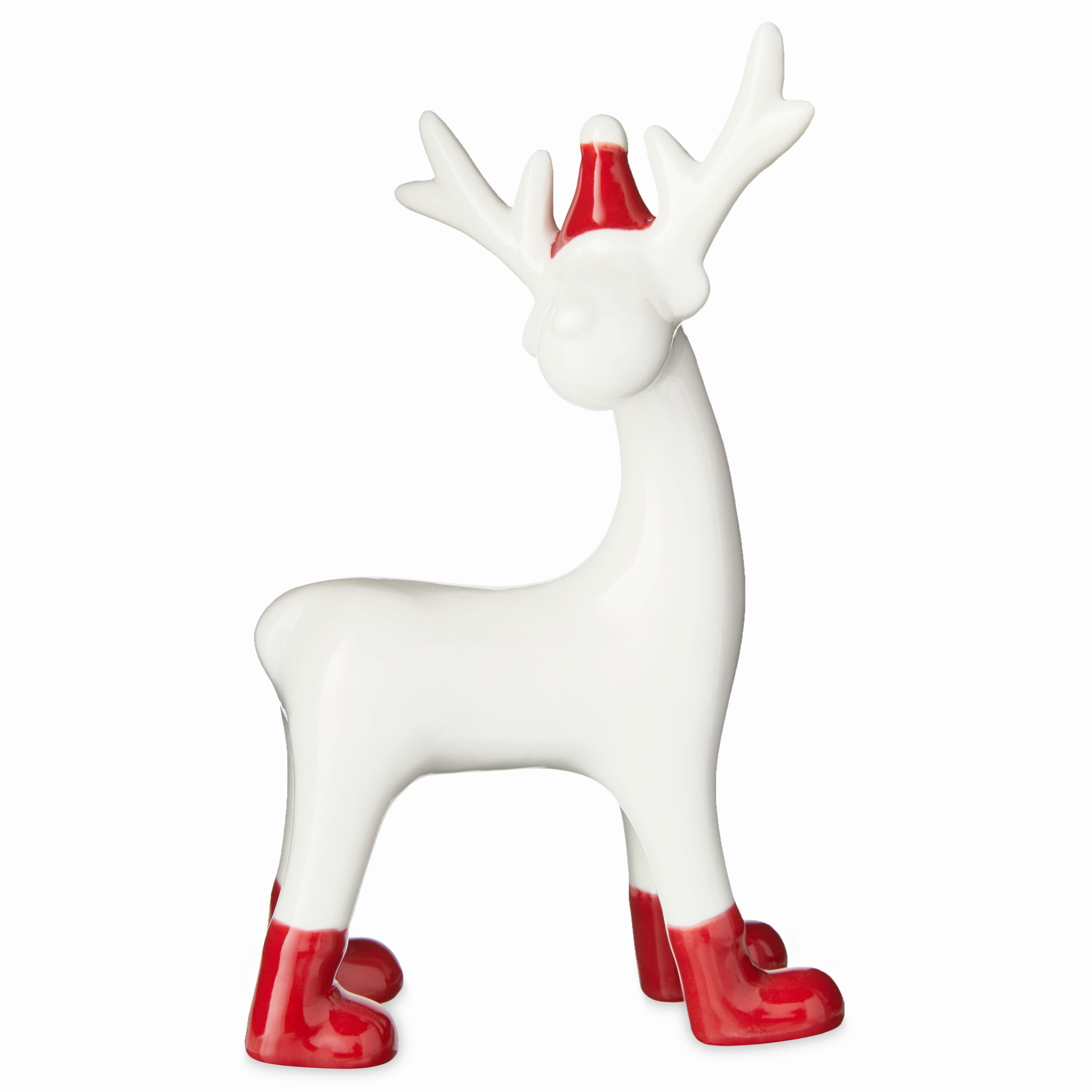 Holiday Time Christmas 6.5 inch Ceramic Small Reindeer Figurine Tabletop Dcor