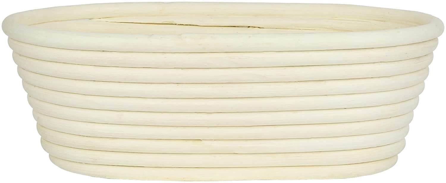 Vollum Bread Proofing Basket Banneton Rattan Cane Bread Maker for Artisan Breads, 10 Inch x 5.5 Inch x 3.5 Inch,1-Pound Oval Brotform with Leaf Imprint