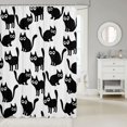 thumbnail image 2 of Manfei Playful Cat Shower Curtain 72Wx84L, Cartoon Kitten Bathroom Shower Curtain, Black White, 2 of 5