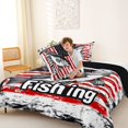 thumbnail image 4 of Feelyou USA Flag Vintage Bass Fish Queen Comforter Set for Men, Marine Wildlife Bedding Comforter Set, Black Red White, Black Reversible, 3pcs, 4 of 6