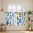 thumbnail image 2 of Blue Yellow Leaves Kitchen Curtain for Berdoom Living Room Cafe 45 Inch Length, Spring Botanical Leaf Farmhouse Watercolor Tiers Curtains Light Filtering Drapes Window Treatment 2 Panels 52"Wx45"L, 2 of 8