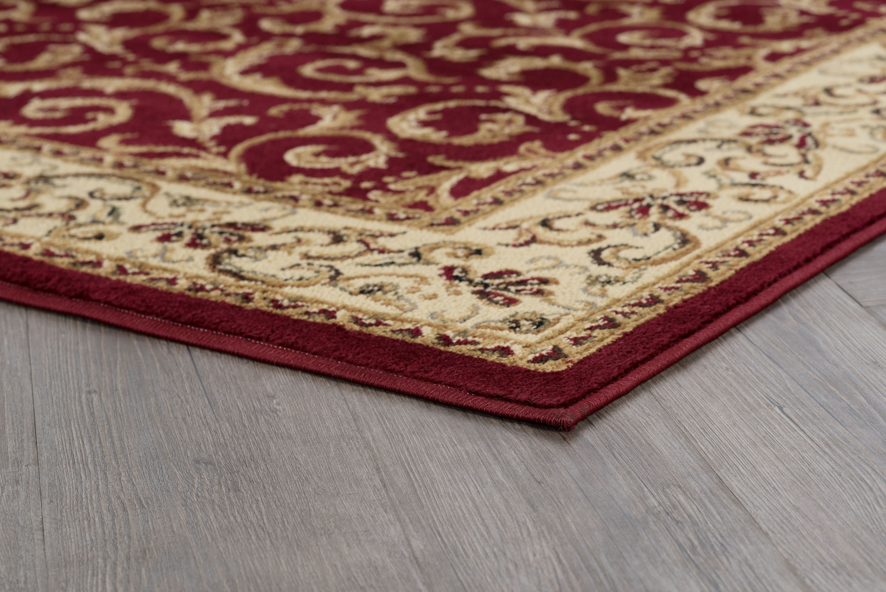 Transitional 9x13 Area Rug (8'9'' x 12'3'') Oriental Red, Beige Living Room Easy to Clean