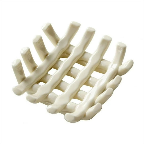 Jabonera de Cerámica para Baño, Elegante Autodrenante con Diseño , Ideal para Usar en la Ducha y el Baño.
