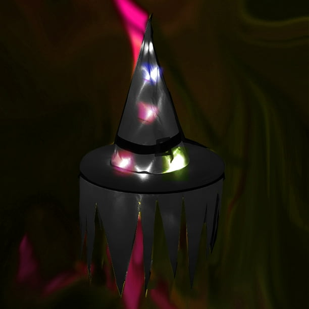 Xihbxyly Sombrero de Bruja Led, Decoración Luminosa para Fiesta de Halloween, Diseño Iluminado, Decoración para Interiores y Exteriores, Bajo Consumo, Configuración Relajante, Tamaño 40 Cm, Juego de