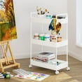 thumbnail image 5 of 3 Tier Slim Rolling Storage Cart with Wheels Plastic Utility Cart Organizer for Bathroom Kitchen Laundry Room White, 5 of 6