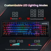 Gigastone GK-12 Mechanical Keyboard, Tactile Brown Switch, RGB LED Rainbow Backlit Gaming Keyboard, Precise Tactile Feedback, Full Anti-Ghosting, Full Size 104 Keys, Black