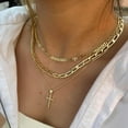 thumbnail image 4 of Cross Necklace for Women,Stackable Stacked Stacking Layering Layered Necklaces Dainty Gold Necklace Paperclip Box Flat Mariner Chain Necklace Cross Pendant CZ Diamond Simple Jewelry Gift, 4 of 6