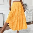 thumbnail image 2 of Women's Smocked High Waist Maxi Skirt Casual Boho Long Skirts with Pockets Yellow S, 2 of 8