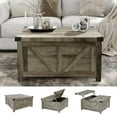 thumbnail image 3 of ChVans 35.6" Square Lift Top Coffee Table, Farmhouse Coffee Table with Storage & Charging Ports, Wood Center Table w/Large Hidden Space for Living Room Home Office, 3 of 10