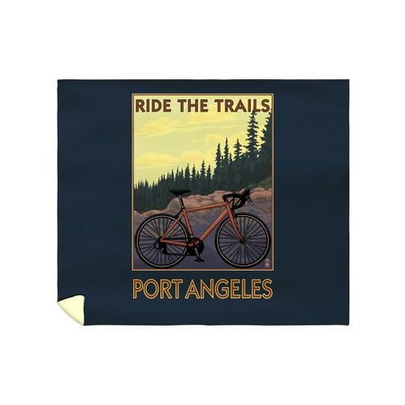 Port Angeles, Washington - Bike & Trails - Lantern Press Artwork (88x104 King Microfiber Duvet
