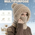 thumbnail image 4 of 3 in 1 Beanie Hat For Women, Fleece Lined Knit Beanie Hat with Scarf and Mask, Fall Winter Warm Knitted Ski Scarf and Mask Set for Cold Weather, 4 of 7