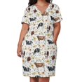 thumbnail image 3 of Vestido elegante de lujo con estampado floral de vaca, flores amarillas, flores rosas, vaquera, pintura de vaca, estilo campestre, con bolsillos sueltos para mujer, 3 of 7