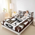 thumbnail image 4 of jejeloiu Safari Animal Bear Twin Sheet Sets,Bear Elk Silhouette Twin Fitted Sheet,Nature Mountain Landscape Flat Sheet For Boys Kids,Microfiber Bedroom Decor,3 Pieces, 4 of 7