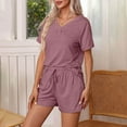 thumbnail image 4 of XuJwPNcy Womens Pajamas Set Short Sleeve Loungewear Soft V Neck Tee Top and Shorts Sleepwear 2 Piece Pj Sets, 4 of 7