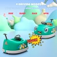 thumbnail image 6 of 12V Electric Ride on Kids Bumper Car w/Remote Control,360 Degree Spin,Push Rod Rocker Horse Function,3-Speeds Babies & Toddlers Bumping Car Ride on Toy Gift for 1-4 Years Children- Green, 6 of 9