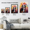 thumbnail image 3 of Bernese Mountain Dog Lover Gift Pet Portrait Orange Purple Blue Artwork Painting Large Wall Art Poster Print Thick Paper 18X24 Inch, 3 of 5