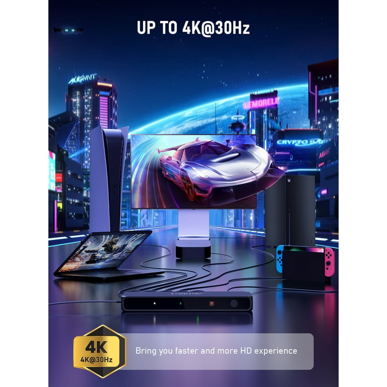 Vention 4K@60Hz HDMI Switch & Splitter Combo - 3 Inputs 1 Output With Remote 5 thumbnail image