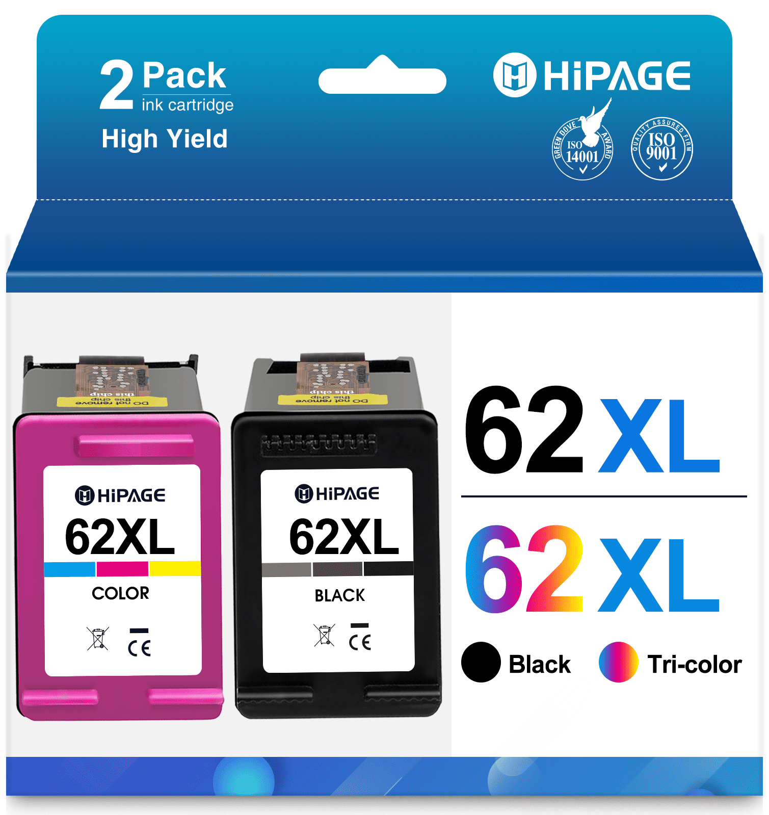 62XL Ink for HP Envy 5540/5640/5660, OfficeJet 200/250/5740